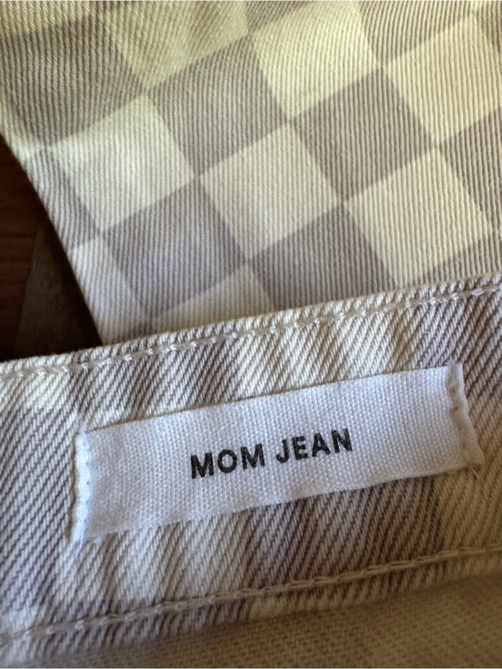 Cotton On Checkerboard High-Rise Jeans in Cream and gray 12 EUC - Picture 5 of 6
